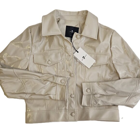 Seven for Mankind Women's Vegan Leather Jacket - NWT - Size Small - Beige - Picture 5 of 5